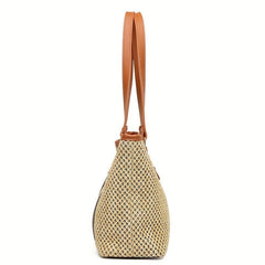 Boho Style Straw Woven Tote Bag Large Capacity Shoulder Bag
