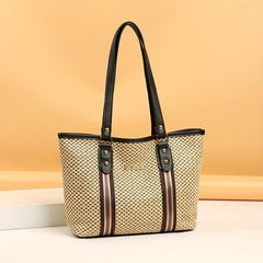 Boho Style Straw Woven Tote Bag Large Capacity Shoulder Bag