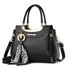 Argyle Woven Handbags Small Scarf Decor Crossbody Bag Top Handle Satchel
