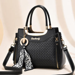 Argyle Woven Handbags Small Scarf Decor Crossbody Bag Top Handle Satchel