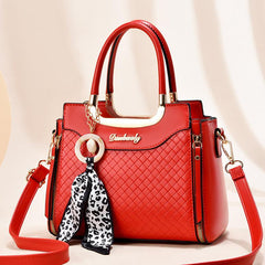 Argyle Woven Handbags Small Scarf Decor Crossbody Bag Top Handle Satchel