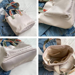 Floral Strap Tote Bag Large Capacity Crossbody Handbag