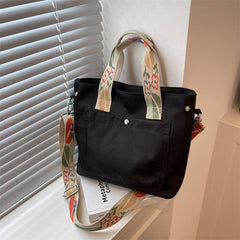 Floral Strap Tote Bag Large Capacity Crossbody Handbag