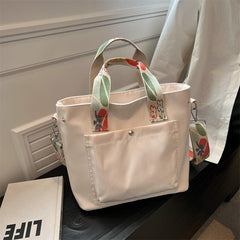 Floral Strap Tote Bag Large Capacity Crossbody Handbag