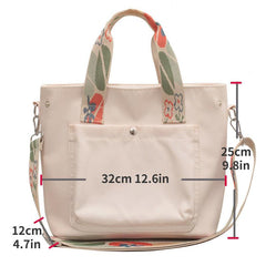 Floral Strap Tote Bag Large Capacity Crossbody Handbag