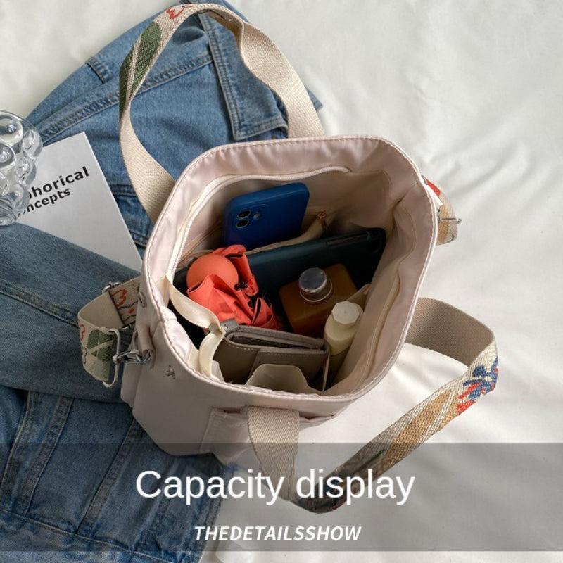 Floral Strap Tote Bag Large Capacity Crossbody Handbag