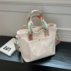 Floral Strap Tote Bag Large Capacity Crossbody Handbag