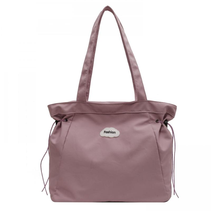Large Capacity Shoulder Bag Zipper Drawstring Decor Storage Bag