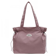 Large Capacity Shoulder Bag Zipper Drawstring Decor Storage Bag