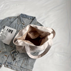 Large Capacity Shoulder Bag Zipper Drawstring Decor Storage Bag