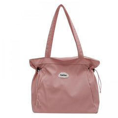 Large Capacity Shoulder Bag Zipper Drawstring Decor Storage Bag