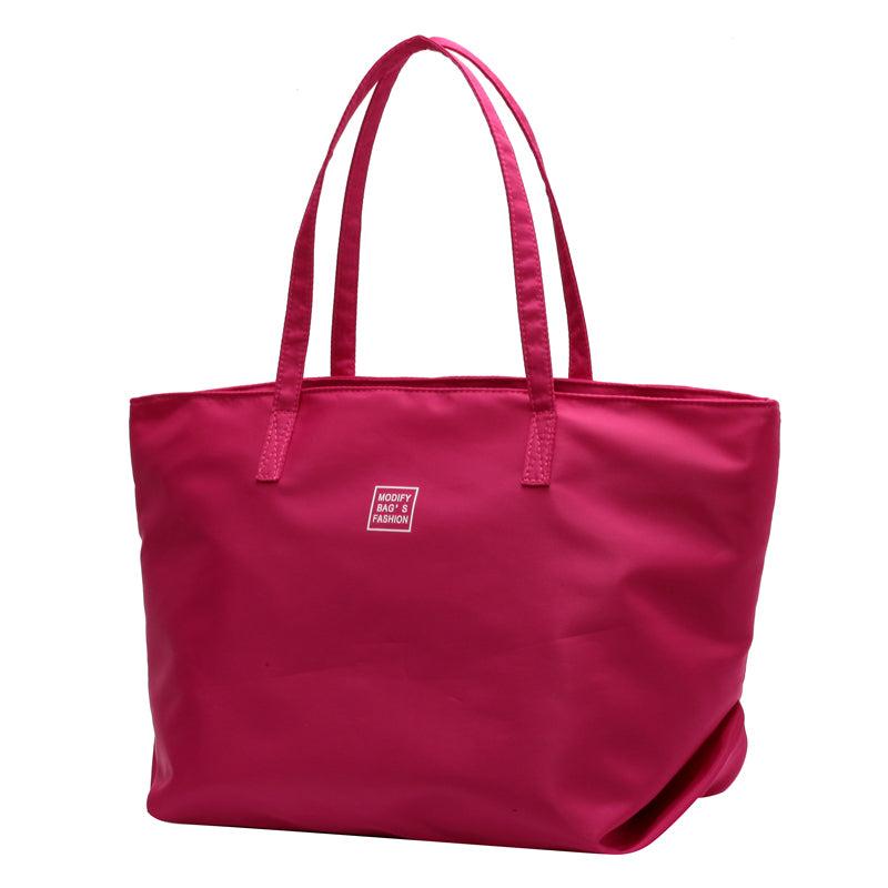 Large Capacity Solid Tote Bag Nylon Durable Shoulder Bag