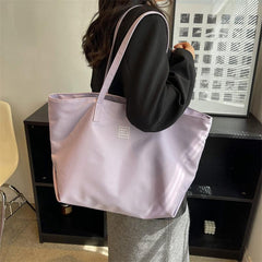 Large Capacity Solid Tote Bag Nylon Durable Shoulder Bag