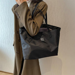 Large Capacity Solid Tote Bag Nylon Durable Shoulder Bag