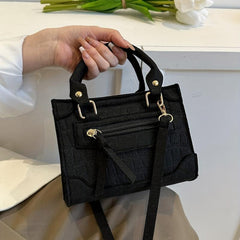 Small Felt Tote Bag Zipper Crossbody Square Purse