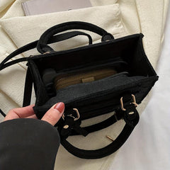 Small Felt Tote Bag Zipper Crossbody Square Purse