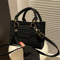 Small Felt Tote Bag Zipper Crossbody Square Purse