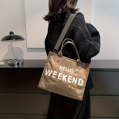 Stylish Letter Print Tote Shoulder Bag Work Top Handles