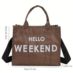 Stylish Letter Print Tote Shoulder Bag Work Top Handles
