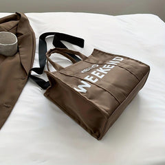 Stylish Letter Print Tote Shoulder Bag Work Top Handles