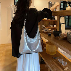 Minimalist Solid Hobo Shoulder Bag Chain Bag Women's Tote Bag