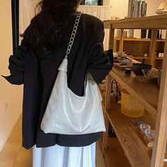 Minimalist Solid Hobo Shoulder Bag Chain Bag Women's Tote Bag