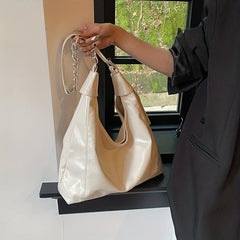 Minimalist Solid Hobo Shoulder Bag Chain Bag Women's Tote Bag