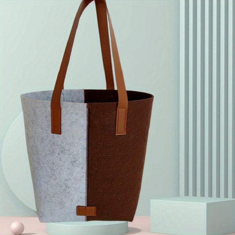 Casual Colorblock Tote Shoulder Bag All Match Storage Handbag