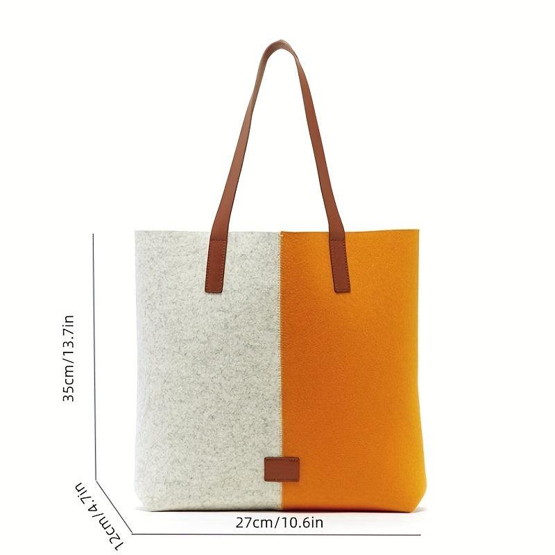Casual Colorblock Tote Shoulder Bag All Match Storage Handbag