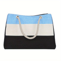 Colorblock Stripes Tote Bag Large Summer Beach Bag Women's Shoulder Bag