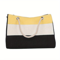 Colorblock Stripes Tote Bag Large Summer Beach Bag Women's Shoulder Bag