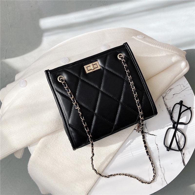 Quilted Crossbody Bag for Women, Small Square Purse with Chain Shoulder Strap