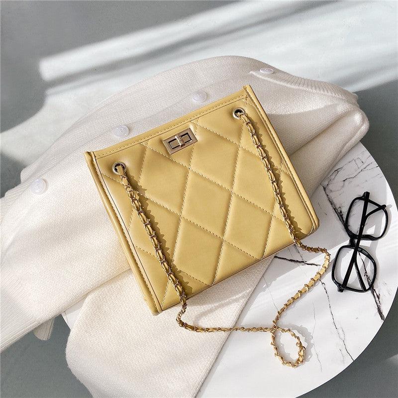 Quilted Crossbody Bag for Women, Small Square Purse with Chain Shoulder Strap