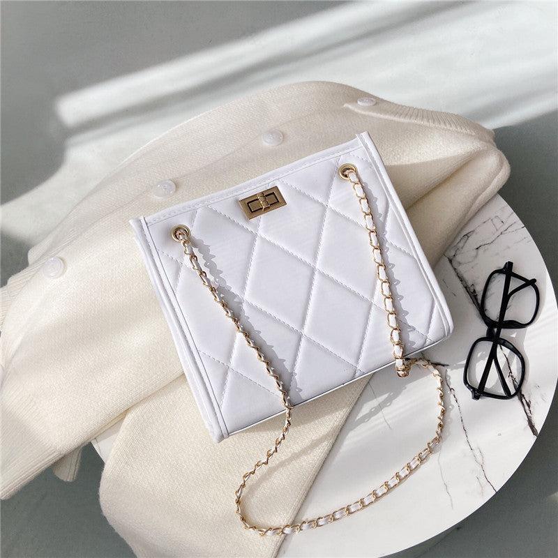 Quilted Crossbody Bag for Women, Small Square Purse with Chain Shoulder Strap