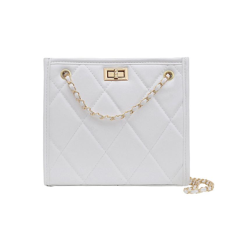 Quilted Crossbody Bag for Women, Small Square Purse with Chain Shoulder Strap