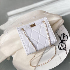 Quilted Crossbody Bag for Women, Small Square Purse with Chain Shoulder Strap