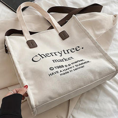 Canvas Tote Bag Letter Graphic Shoulder Bag Large Capacity Crossbody Bag