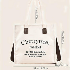Canvas Tote Bag Letter Graphic Shoulder Bag Large Capacity Crossbody Bag