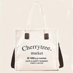 Canvas Tote Bag Letter Graphic Shoulder Bag Large Capacity Crossbody Bag