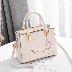 Plant Embroidery Shoulder Bag PU Leather Crossbody Bag
