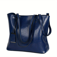 Vintage Faux Leather Tote Bag Large Capacity Shoulder Handbag