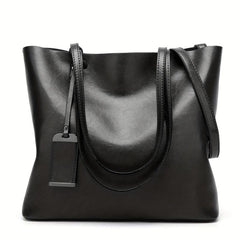 Vintage Faux Leather Tote Bag Large Capacity Shoulder Handbag