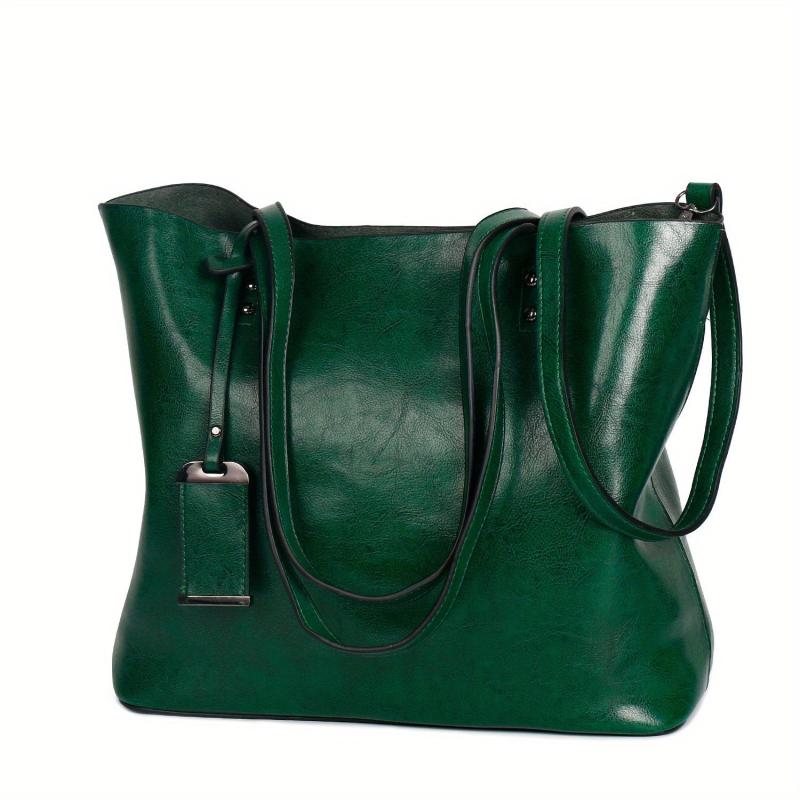 Vintage Faux Leather Tote Bag Large Capacity Shoulder Handbag