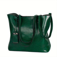 Vintage Faux Leather Tote Bag Large Capacity Shoulder Handbag