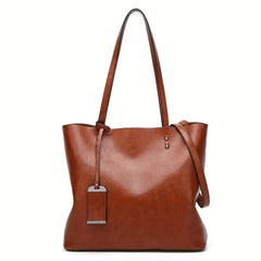 Vintage Faux Leather Tote Bag Large Capacity Shoulder Handbag