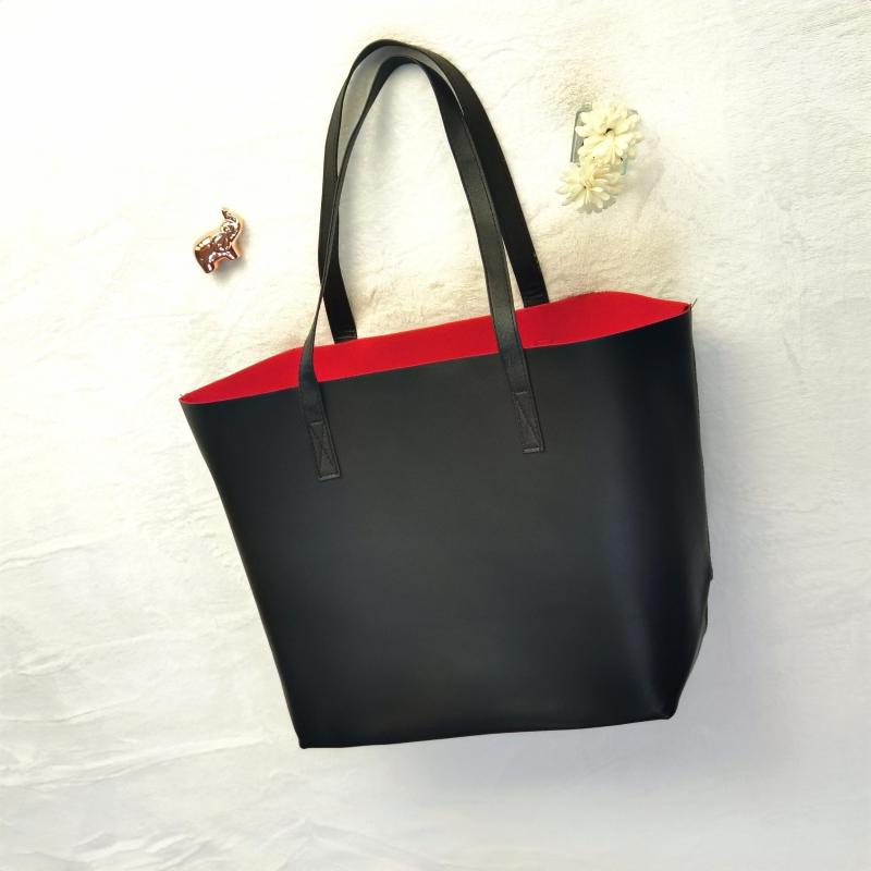 Large Capacity PU Leather Tote Bag Textured Shoulder Bag