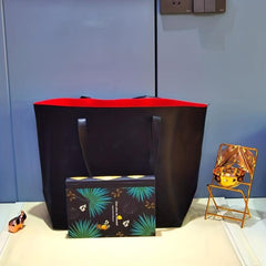 Large Capacity PU Leather Tote Bag Textured Shoulder Bag