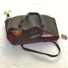 Large Capacity PU Leather Tote Bag Textured Shoulder Bag