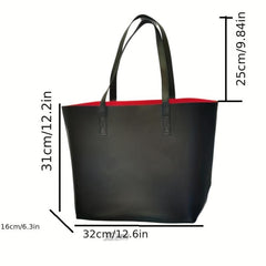 Large Capacity PU Leather Tote Bag Textured Shoulder Bag