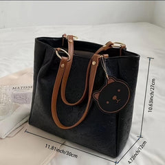Cartoon Embossed Large Capacity Tote Bag for Commuter & School